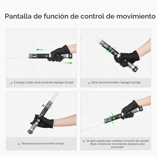Vista 4 de CUSTOM SABER Sable de luz RGBX de balanceo suave, control de movimiento para encender/apagar la hoja, sable de luz con 16 fuentes de sonido Negro