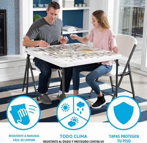 Vista 7 de LIFETIME 80783 Mesa Plegable Cuadrada de Grado Comercial de 37 Pulgadas para Cartas, Granito Blanco