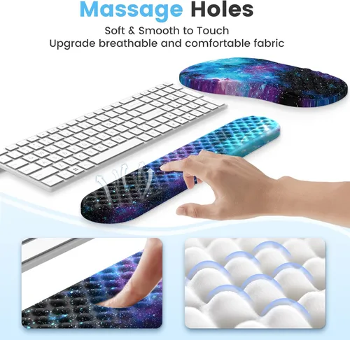 Vista 3 de HAOCOO Alfombrilla de Mouse Ergonómica con Reposamuñecas, Juego de 3 Alfombrillas de Mouse para Computadora, Set de Alfombrillas de Mouse de Espuma