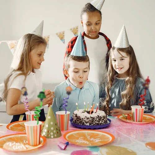 Vista 8 de 32 popotes reutilizables de superhéroes para recuerdos de fiesta de niños con calcomanías 32 PCS Includes 8 Reusable Straw Designs, 36 Stickers