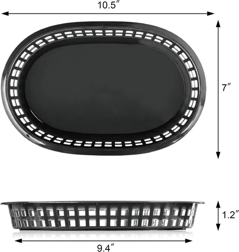 Vista 4 de New Star Foodservice 44041 - Cestas de comida rápida, 10.5 x 7 pulgadas, juego de 12, color negro