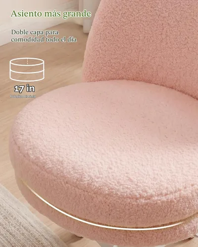 Vista 5 de GTPOFFICE Silla de tocador con respaldo, silla de oficina alta ajustable, taburetes de bar giratorios altos, silla de escritorio mullida y bonita