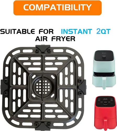 Vista 2 de Bandeja cuadrada de 2 cuartos de galón para freidora de aire para instantáneos, mini horno Vortex, freidora de aire antiadherente mejorada, rejilla