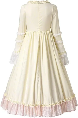 Vista 8 de Vestido de Lolita francesa para mujer, vestido victoriano, vestido renacentista, disfraz de princesa, manga acampanada, corte de lujo, cosplay