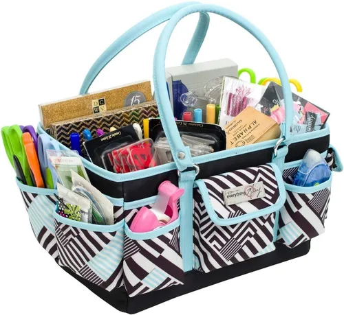 Vista 13 de Everything Mary Junior Deluxe Store & Tote Organizer - Bolso negro para manualidades con asas, organizador de almacenamiento plegable para álbumes