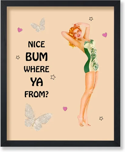 Vista 15 de Poster Master Pin Up Girl Poster - Better Late Than Ugly Print - Butterfly Art - Modern Art - Trendy Art - Gift for Men & Women - Funny Decor for