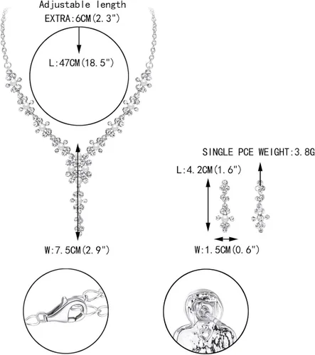 Vista 4 de EVER FAITH Juego de pendientes elegantes de perlas de imitación de cristal para mujer