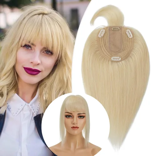 Vista 159 de Rich Choices Pelucas con topper de cabello para mujeres, cabello humano real 100% Remy, sin flequillo, para mujeres con adelgazamiento en la parte