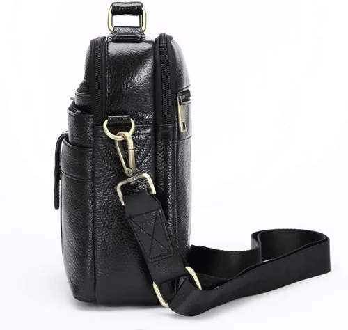 Vista 4 de Bolso bandolera de cuero genuino para hombre