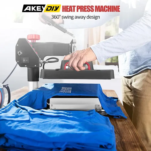 Vista 8 de AKEYDIY - Máquina de prensa de calor de 15 x 12 pulgadas, máquina de prensa para camisetas, prensa digital de 360 grados con brazo oscilante