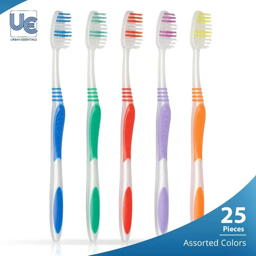Vista 2 de Urban Essentials Paquete de cepillos de dientes a granel con fundas Cepillos de dientes coloridos envueltos individualmente de alta calidad Tapa