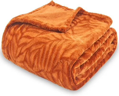 Vista 20 de SOCHOW Manta de forro polar de franela súper suave, ligera y acogedora manta de felpa con textura de hojas cálidas para cama, sofá, 50 x 60