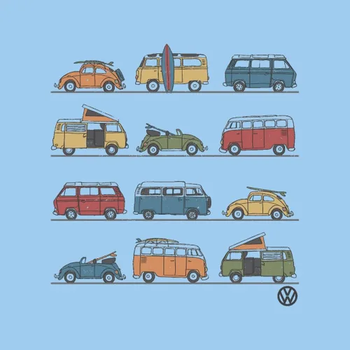 Vista 2 de Volkswagen Beetles and Vans Montage - Sudadera con capucha para mujer