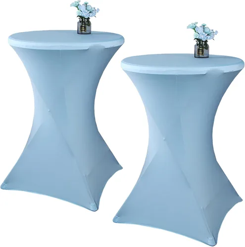 Vista 9 de Paquete de 2 manteles de cóctel de elastano de 24 x 43 pulgadas, redondos, ajustables, para bodas, banquetes, eventos, fiestas