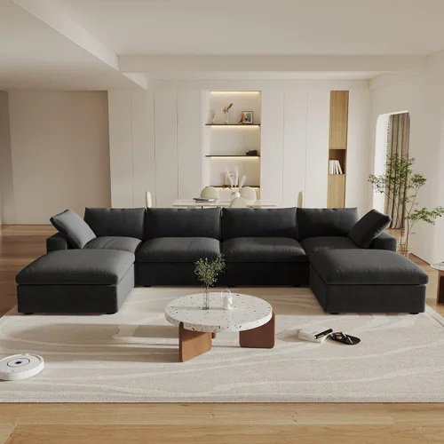 Vista 21 de Cloud - Sofá modular convertible de 80.3 pulgadas en forma de L para sala de estar con otomana de almacenamiento, sofás profundos minimalistas