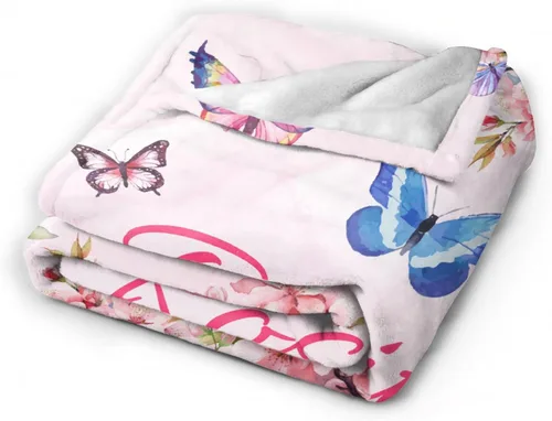 Vista 4 de Manta de mariposa personalizada con nombre de mariposa para niños y niñas, regalo para amantes de las mariposas, franela suave y acogedora, ligera