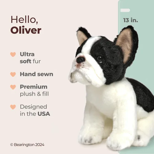 Vista 2 de Bearington Collection Oliver The French Bulldog Peluche, Animal de Peluche Bulldog Francés de 13 Pulgadas