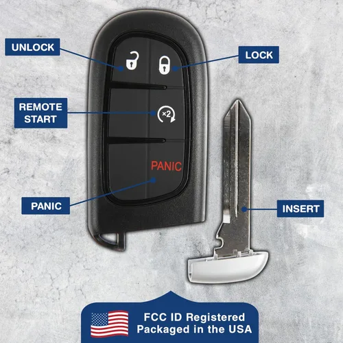 Vista 6 de KeylessOption Llavero de repuesto para Dodge Ram 1500 2500 3500 sin llave, 4 botones GQ4-54T