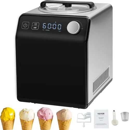 Vista 10 de VEVOR Máquina Automática Vertical de Helados con Compresor Incorporado, 1 Cuarto de Galón Sin Pre-congelación Fabricadora de Gelato y Máquina