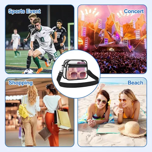 Vista 7 de COK Bolsa transparente para eventos de estadio, bolsas cruzadas para mujeres y hombres, bolso transparente para conciertos y festivales