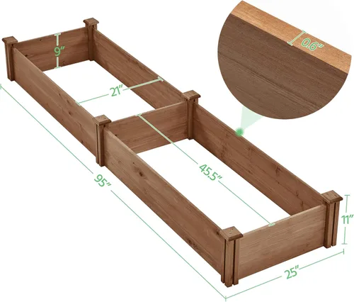 Vista 3 de Yaheetech Jardinera elevada para cultivo de verduras, color marrón oscuro