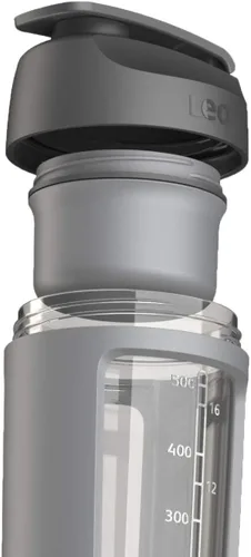 Vista 3 de Berghoff LEO - Botella agitadora de plástico Tritan sin BPA, compartimento integrado de proteína en polvo, tapa de rosca, tapa abatible, bola