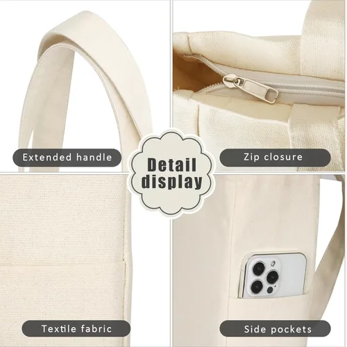 Vista 5 de Afashor Bolso de mano de lona vintage para mujer, bolso de gran capacidad
