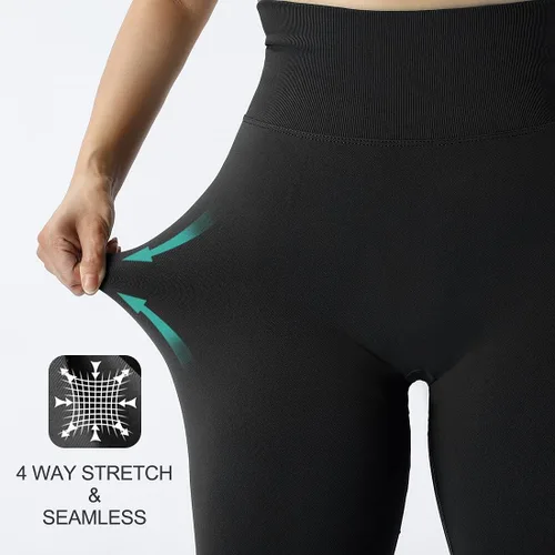 Vista 2 de RUUHEE Leggings de entrenamiento sin costuras con levantamiento de durazno para mujer, cintura alta, pantalones de yoga