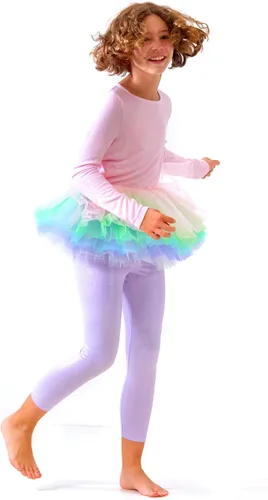 Vista 4 de Falda de ballet, tutu de tul corto en 10 capas para niñas (talla 4 -10 años), por My Lello Agua