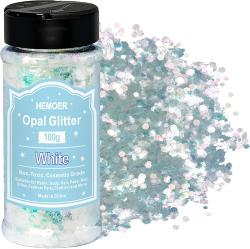 Vista 23 de HEMOER Purpurina Gruesa Holográfica, 12 Colores de Lentejuelas Brillantes, Conjunto de Purpurina de Poliéster Exclusivo Mixto para Resina Epoxi