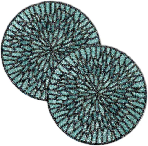 Vista 37 de Manteles individuales de 13 pulgadas con cuentas redondas para mesa de comedor - Manteles decorativos con cuentas de vidrio y respaldo de algodón