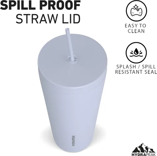 Vista 2 de Hydrapeak Traveler - Vaso aislado de acero inoxidable de 25 onzas, con aislamiento al vacío de doble pared, con tapa y pajilla, vaso aislado al
