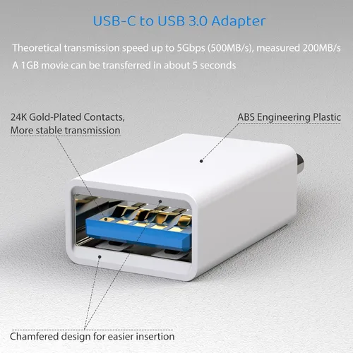 Vista 3 de Adaptador USB C a USB 1, adaptador USB-C macho a USB 3.0 hembra para MacBook Pro 2021/2020 iMac iPad Pro/mini 6 Pixel 6 5 4 xl USB C cargador