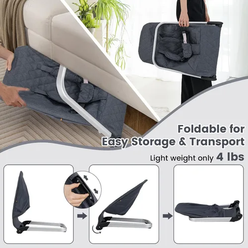 Vista 7 de HONEY JOY Gorila para bebé, asiento estacionario plegable portátil para recién nacido con vibraciones, barra de juguetes extraíble, arnés