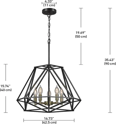 Vista 6 de GLOBE Candelabros eléctricos 65435 Sansa, color negro mate, enchufe dorado, bombilla no incluida