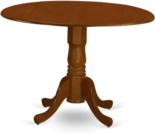 Vista 2 de East West Furniture DLWE3-BCH-W Dublin - Juego de cocina de 3 piezas que contiene una mesa redonda con gotas y 2 sillas de comedor, 42 x 42 Negro