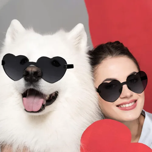 Vista 4 de Lentes de sol con forma de corazón, sin marco, para mujer, lentes de corazón, regalos de fiesta