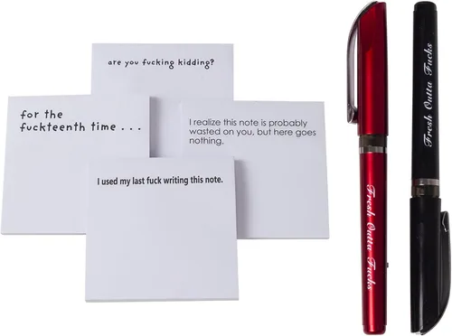 Vista 13 de Fresh Outta Fucks - Juego de notas adhesivas divertidas y bolígrafo, regalo de elefante blanco, divertido accesorio de escritorio, regalos