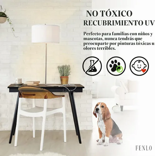 Vista 6 de FENLO Future - Escritorio moderno de 39 pies con estación de carga inalámbrica USB-C y Qi