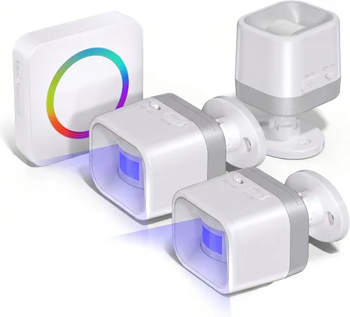 Vista 9 de Alarma inalámbrica para entrada – Sensor de movimiento, detector de movimiento de timbre de puerta, 58 melodías y rango de 500 pies, alerta