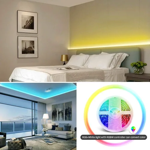 Vista 3 de GIDERWEL Tira de luz LED RGBW, 16.4 pies RGB + Blanco Frío SMD5050 Tiras LED flexibles de 12V 300LEDs, Tira de luz LED de cambio de color mixto