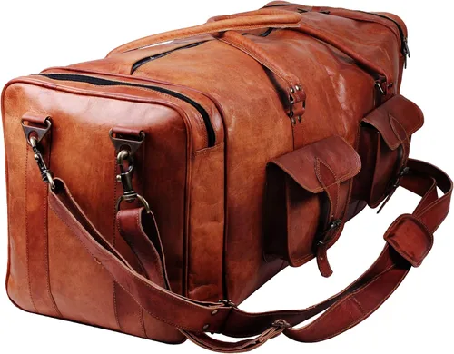 Vista 3 de Bolsas grandes de cuero para hombres de 30 pulgadas Una bolsa de viaje de cuero perfecta para hombres y mujeres Bolsa de cuero de gran