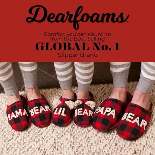 Vista 6 de Dearfoams Pantuflas de Navidad a juego para hombre con diseño de papá oso