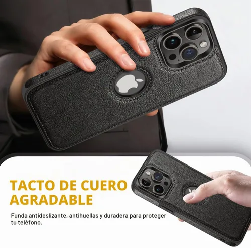 Vista 3 de Funda de cuero de lujo con diseño único para iPhone 14 Pro Max, antideslizante, resistente a los arañazos, ultra delgada, funda protectora