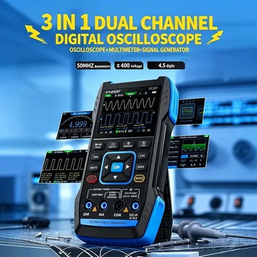 Vista 4 de FNRSI Upgraded 2C53T 3-in-1 50MHz 2CH Oscilloscope DDS Signal Generator