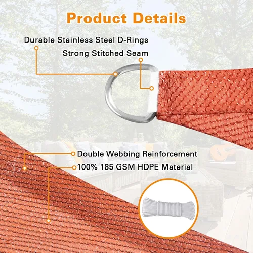 Vista 3 de Artpuch Toldo rectangular de 10 x 20 pies, borde curvo, grado comercial de polietileno de alta densidad de 6.53 oz/m², permeable a los rayos UV