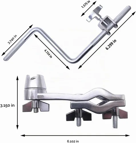 Vista 5 de Soporte de montaje de percusión con soporte de brazo Z para batería accesorio cromado