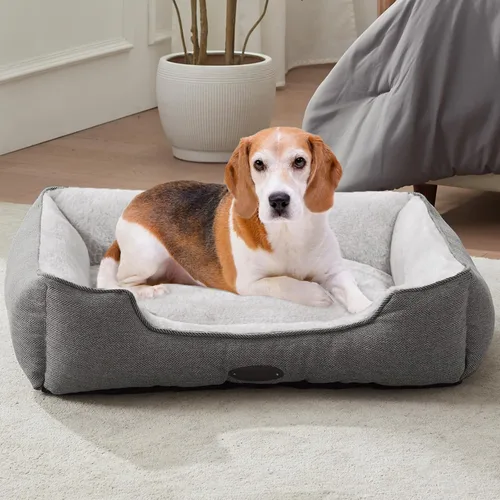 Vista 13 de Cama extra pequeña para perros y gatos, felpa de lujo, cómoda y duradera, lavable, rectangular, parte inferior antideslizante, tamaño 19 x 16 Gris