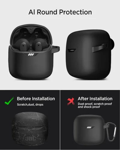 Vista 4 de Miimall Funda compatible con Tune Flex 2, a prueba de golpes, a prueba de polvo, a prueba de arañazos, puerto de carga reservado, funda de silicona