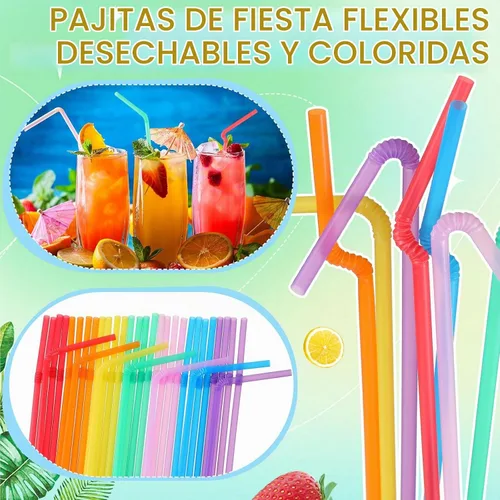 Vista 7 de Eaasty 3000 popotes de plástico flexibles a granel, popotes desechables de plástico, pajitas largas de plástico coloridas, popotes flexibles a